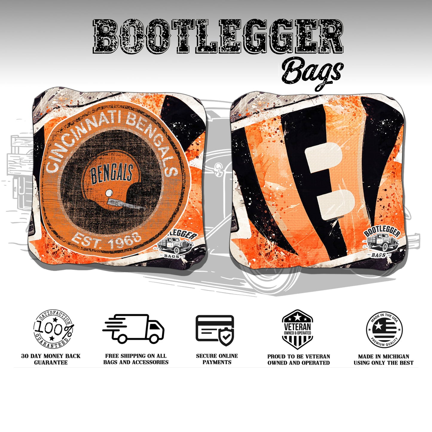 Cincinnati Bengals Fan Art Cornhole Bags