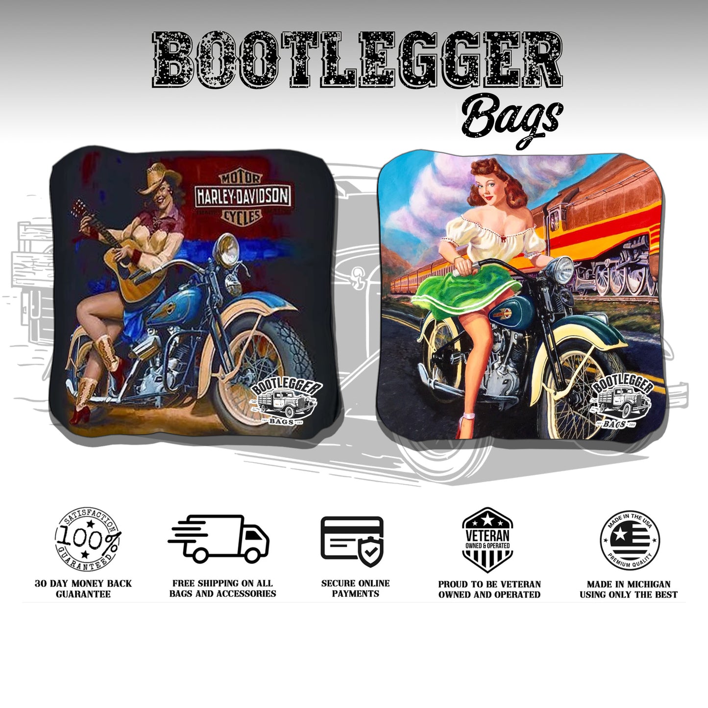 Harley Davidson Pin-ups Cornhole Bags