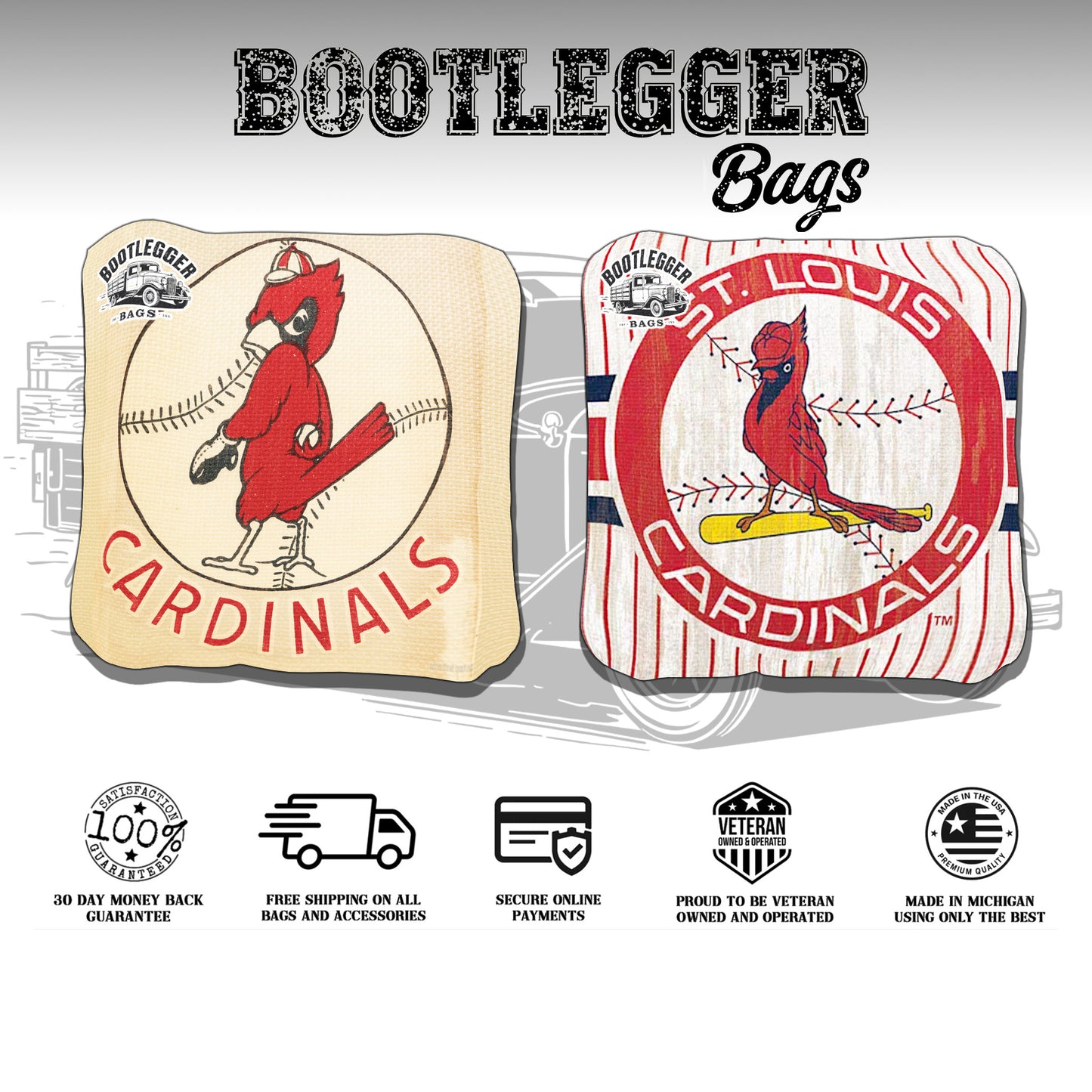 St Louis Cardinals Retro Logo Fan Art Cornhole Bags