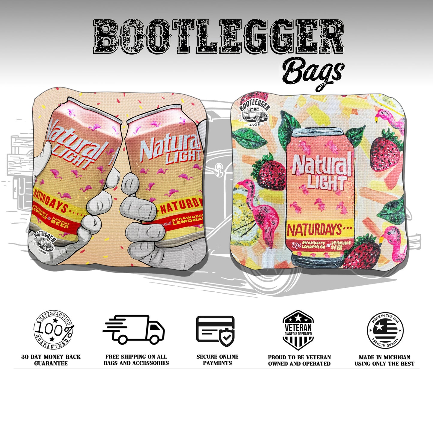 Naturdays Natural Light Fan Art Cornhole Bags