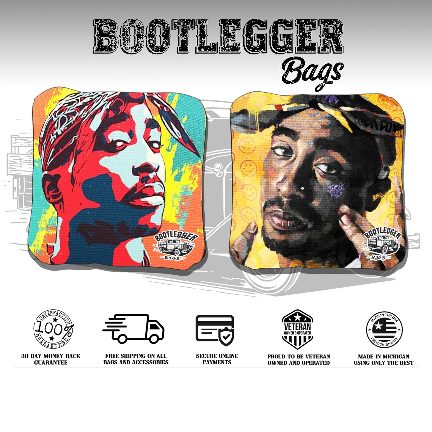 Tupac Fan Art Cornhole Bags