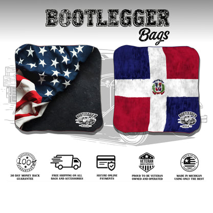 Dominican Republic and American Flag Cornhole Bags