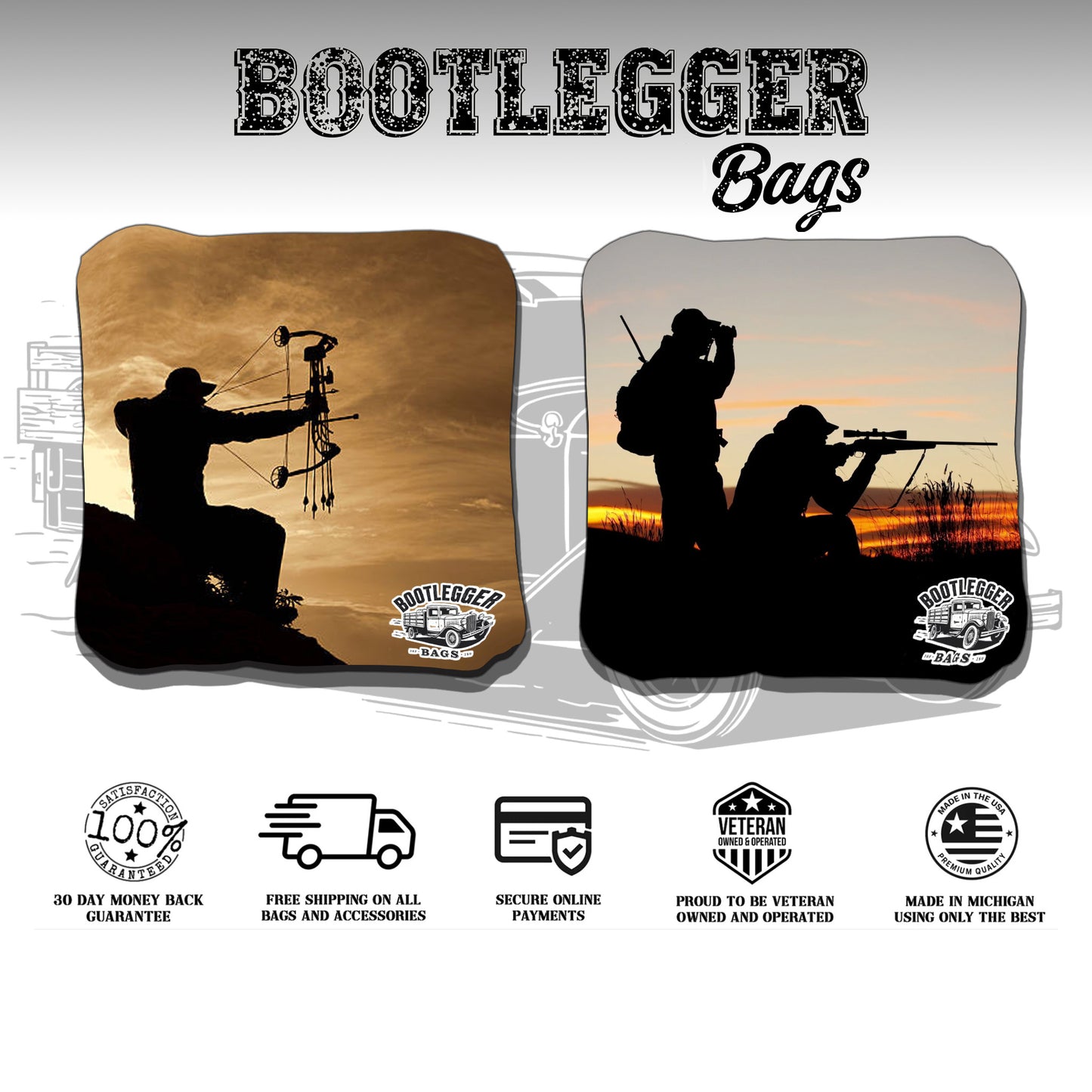Hunting Rifle and Bow Cornhole Bags