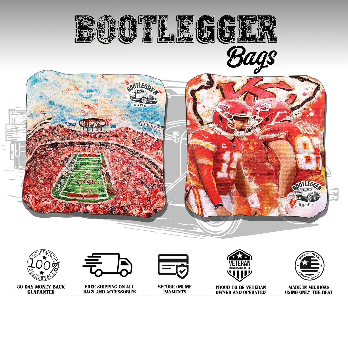 Kansas City Chiefs Fan Art Cornhole Bags