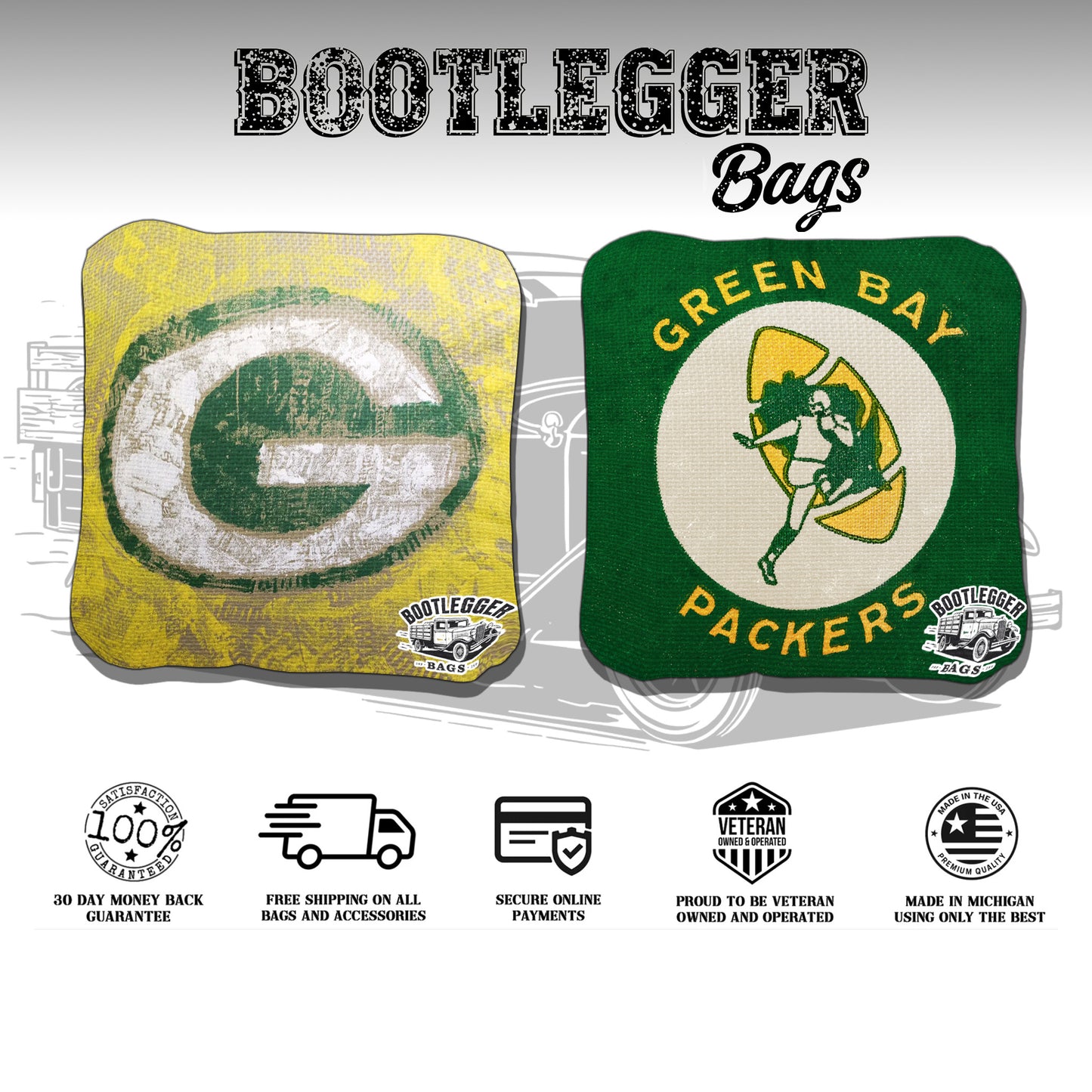 Green Bay Packers Fan Art Cornhole Bags