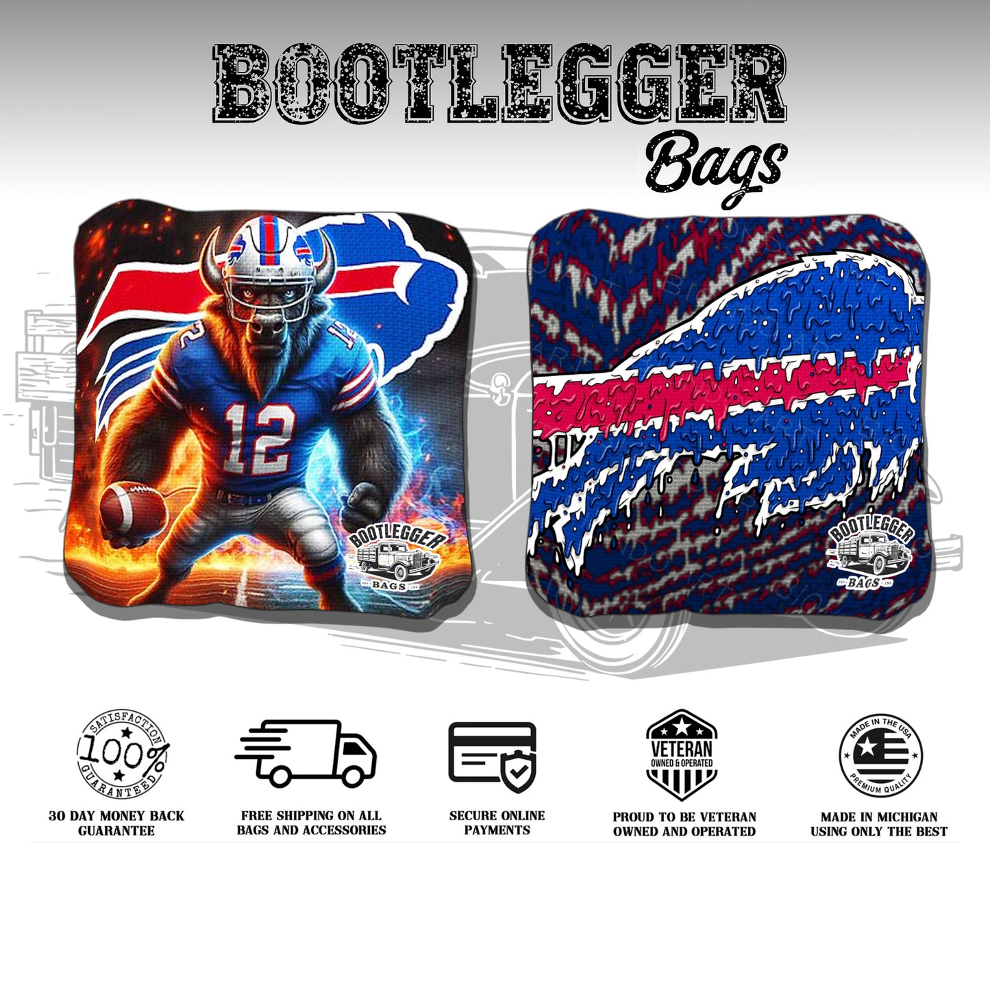 Buffalo Bills Fan Art Cornhole Bags