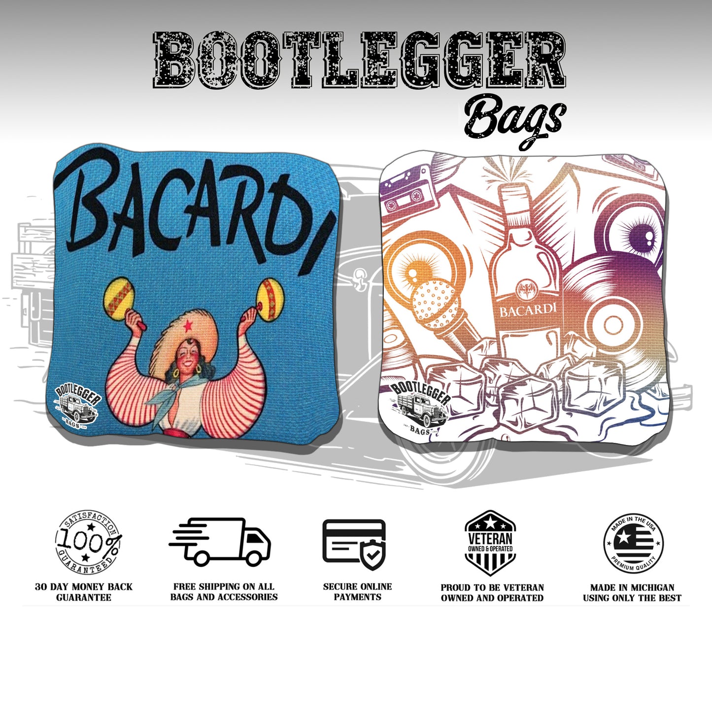 Bacardi Fan Art Cornhole Bags