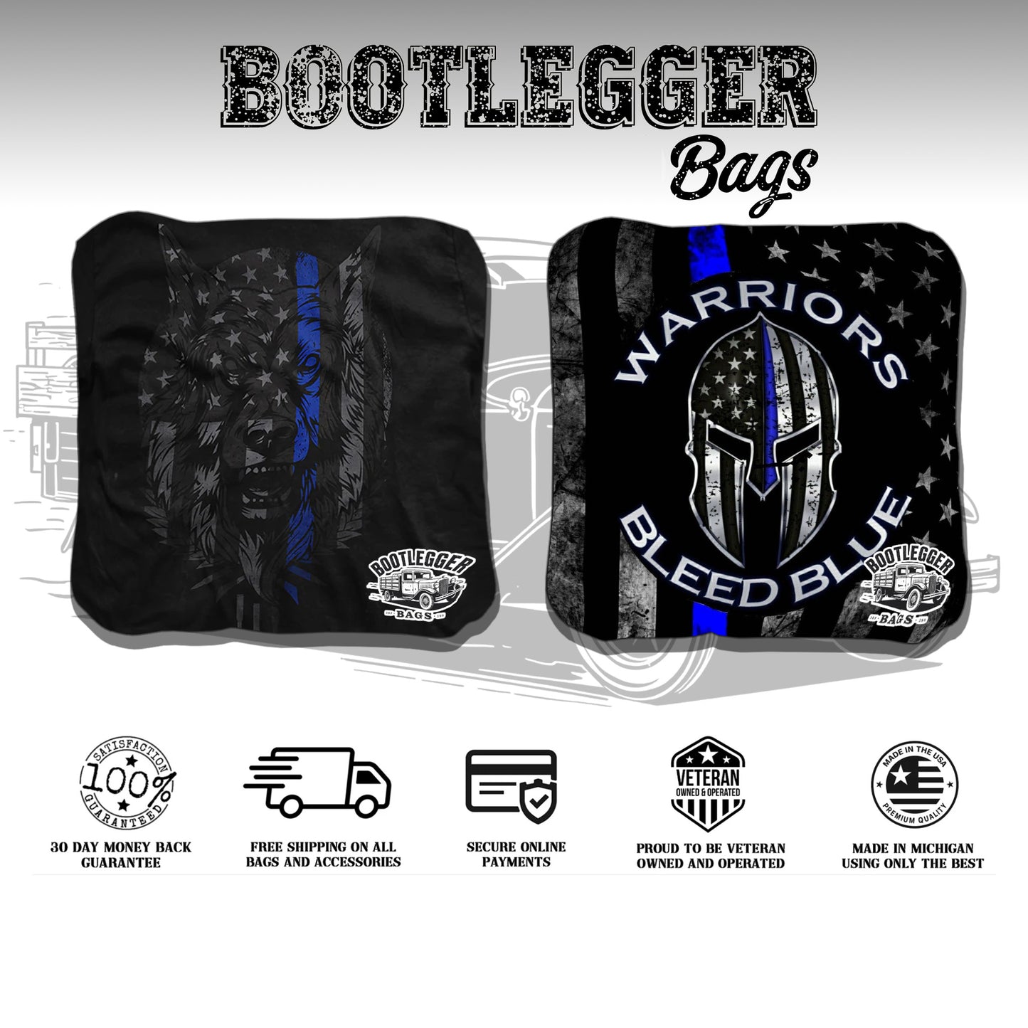 Thin Blue Line Warriors Bleed Blue Cornhole Bags