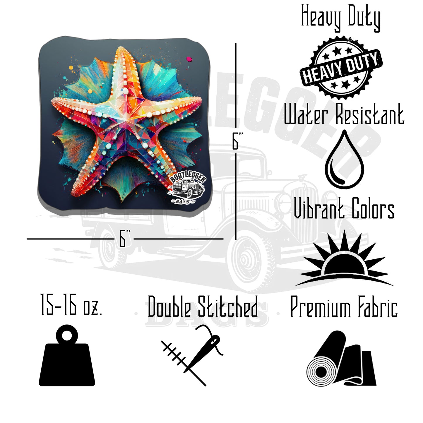 Starfish and Driftwood Tropical Watercolor Cornhole Bags