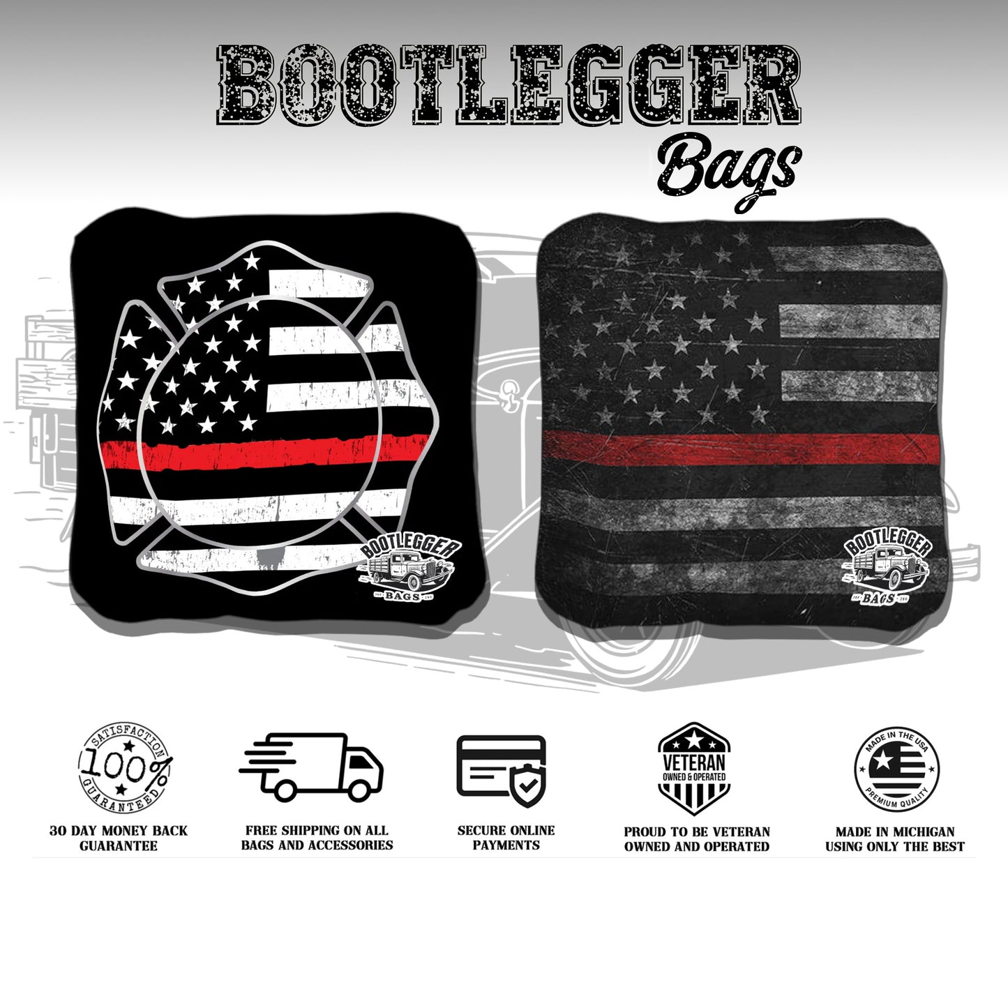 Thin Red Line Flag Cornhole Bags