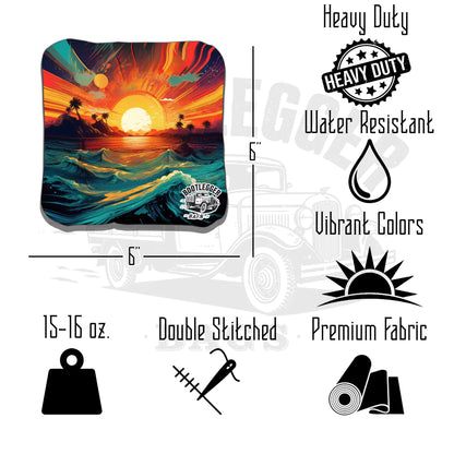 Sunsets in Paradise Tropical Cornhole Bags