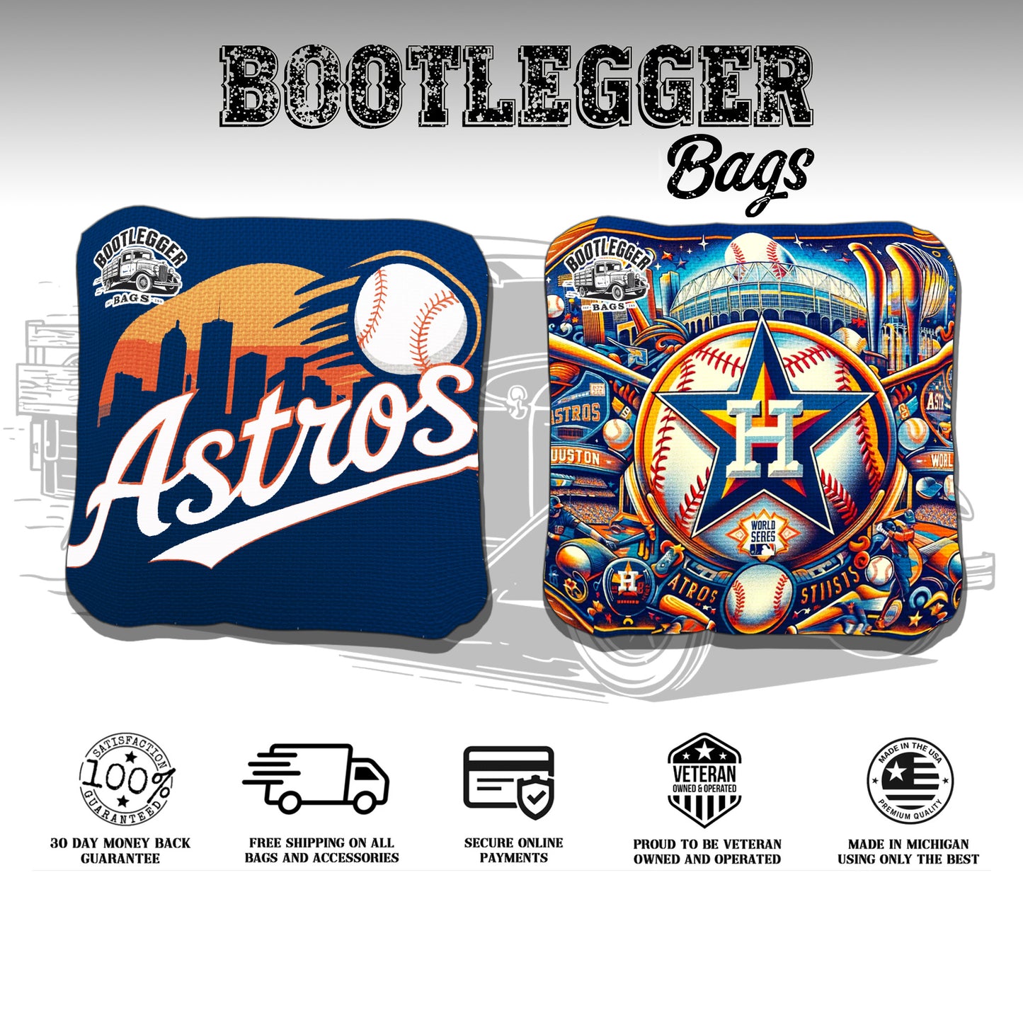 Houston Astros Fan Art Cornhole Bags
