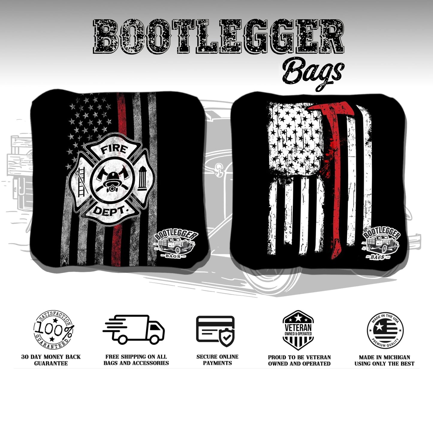 Thin Red Line Flag and Badge Cornhole Bags