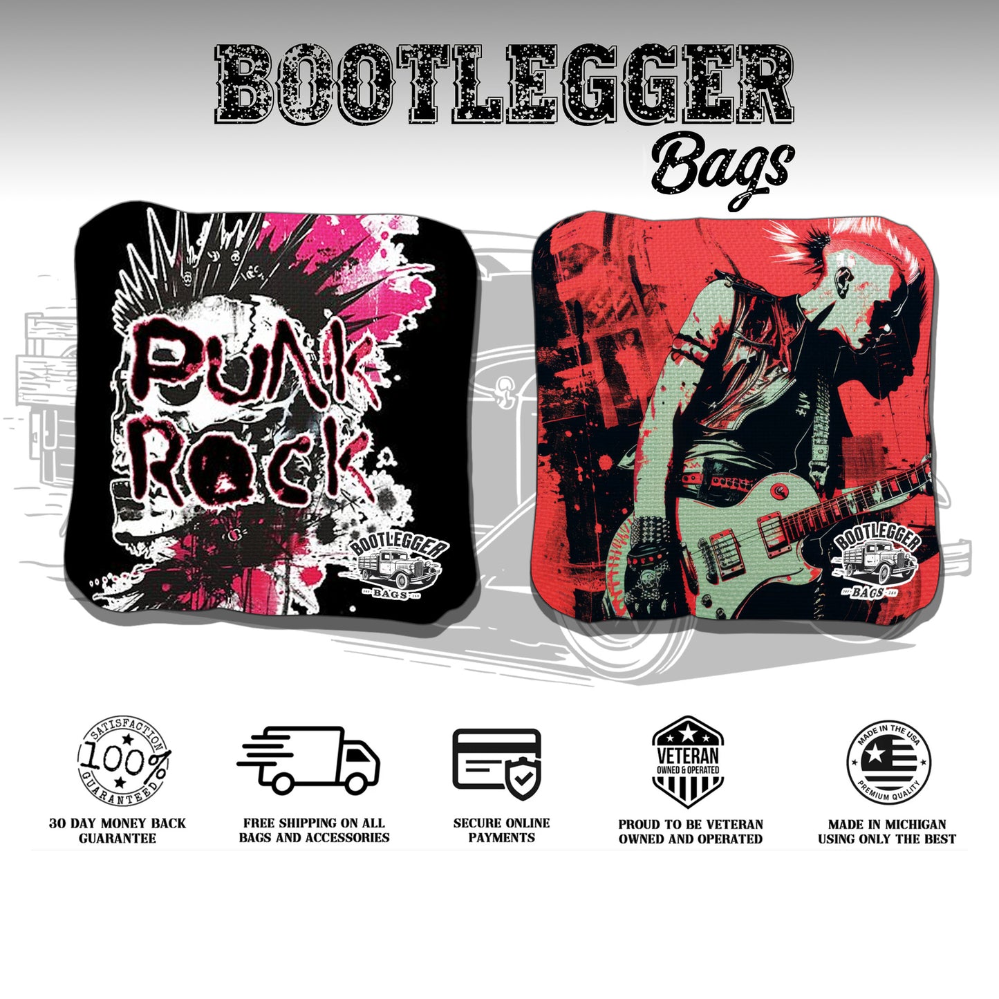 Punk Rock Themed Cornhole Bags