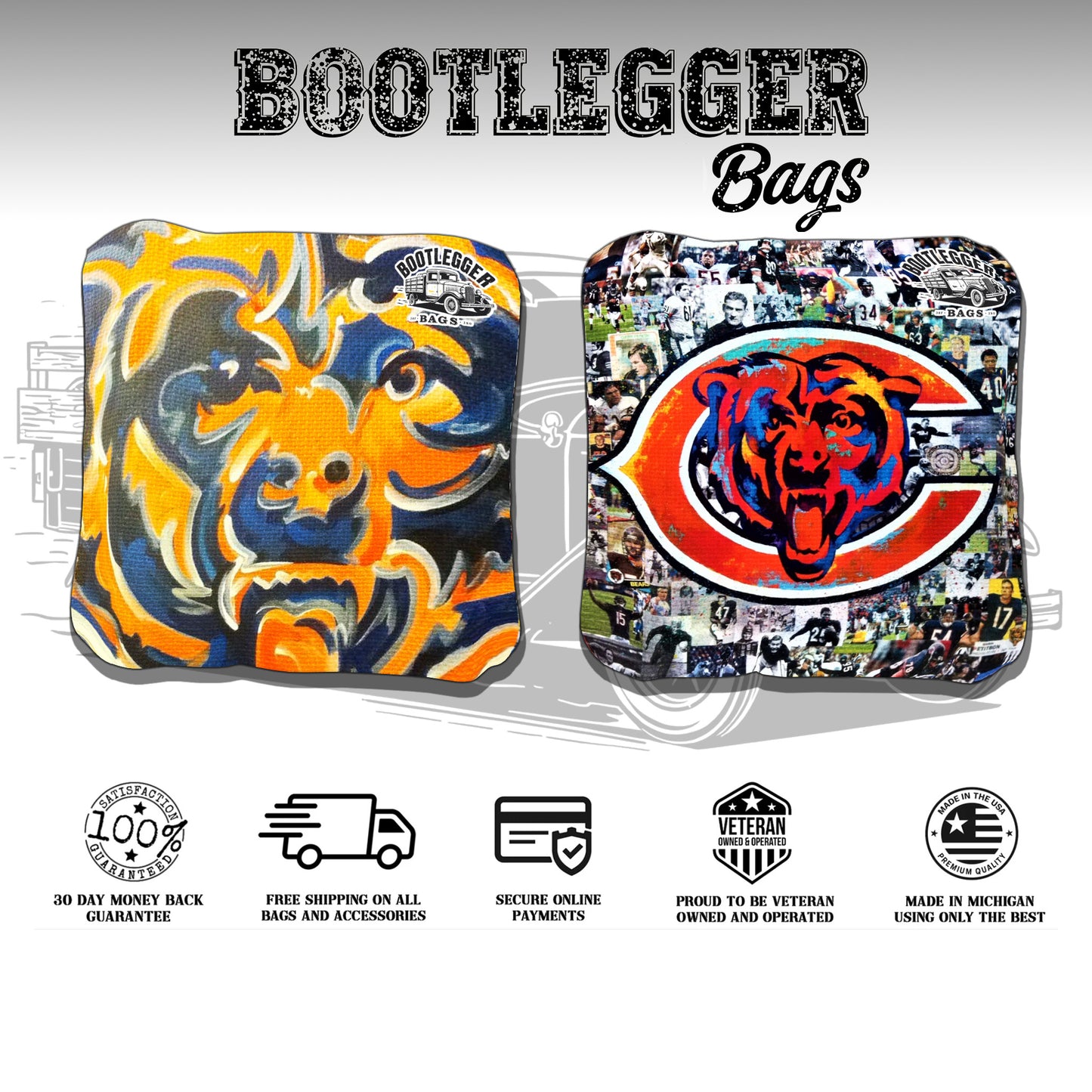 Chicago Bears Fan Art Cornhole Bags