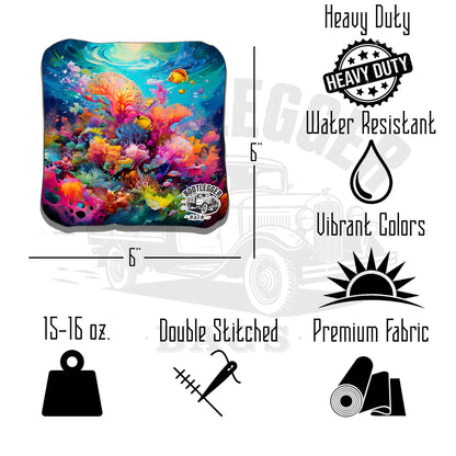Bright Coral Reef Cornhole bags