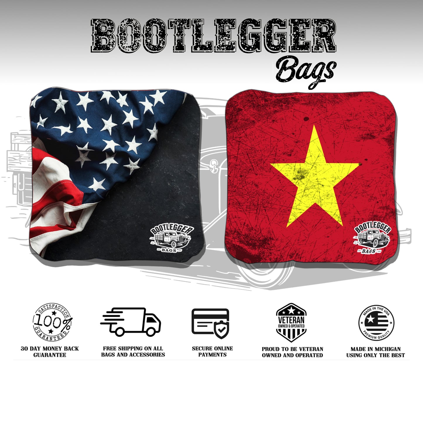 Vietnamese and American Flag Cornhole Bags