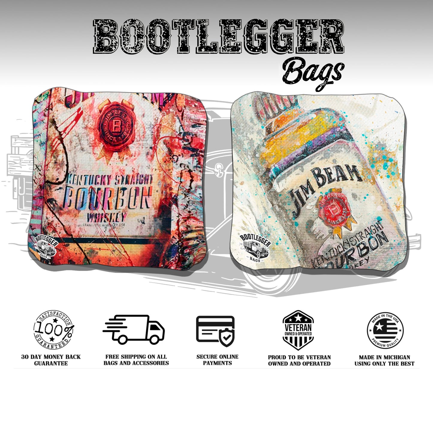Jim Beam Fan Art Cornhole Bags