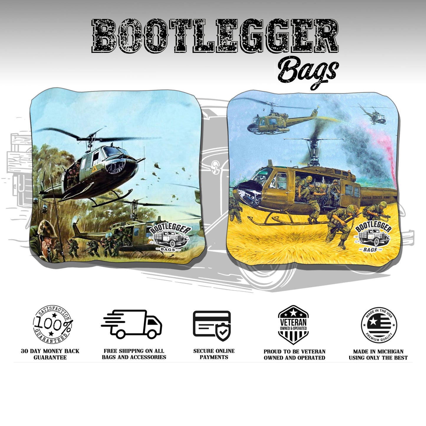 Helicopters Vietnam War Cornhole Bags