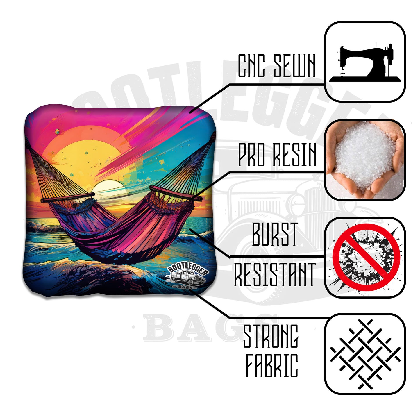 Tropical Paradise Hammocks Cornhole Bags