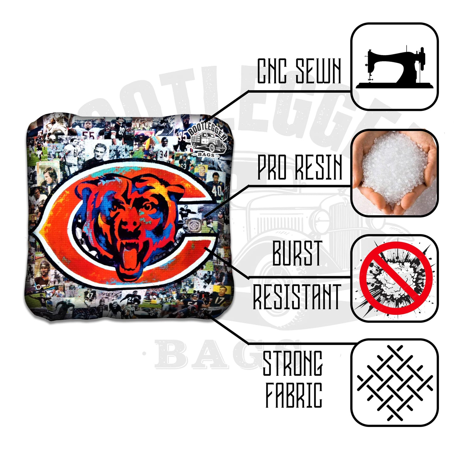 Chicago Bears Fan Art Cornhole Bags