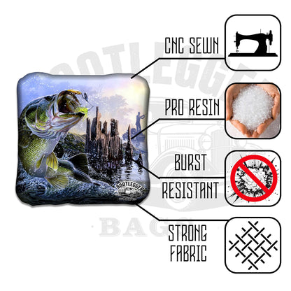 Fish Jumping Out of Water Fishing Cornhole Bags