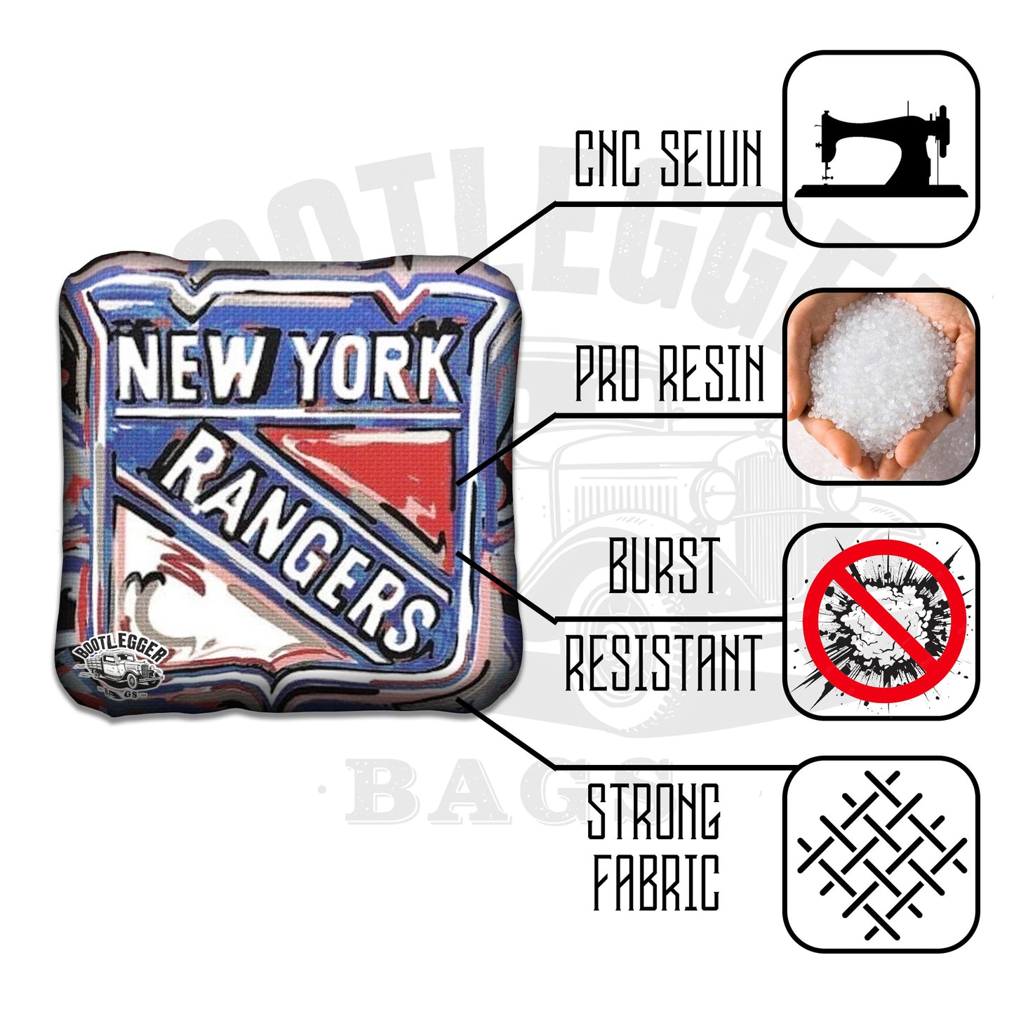 New York Rangers Fan Art Cornhole Bags