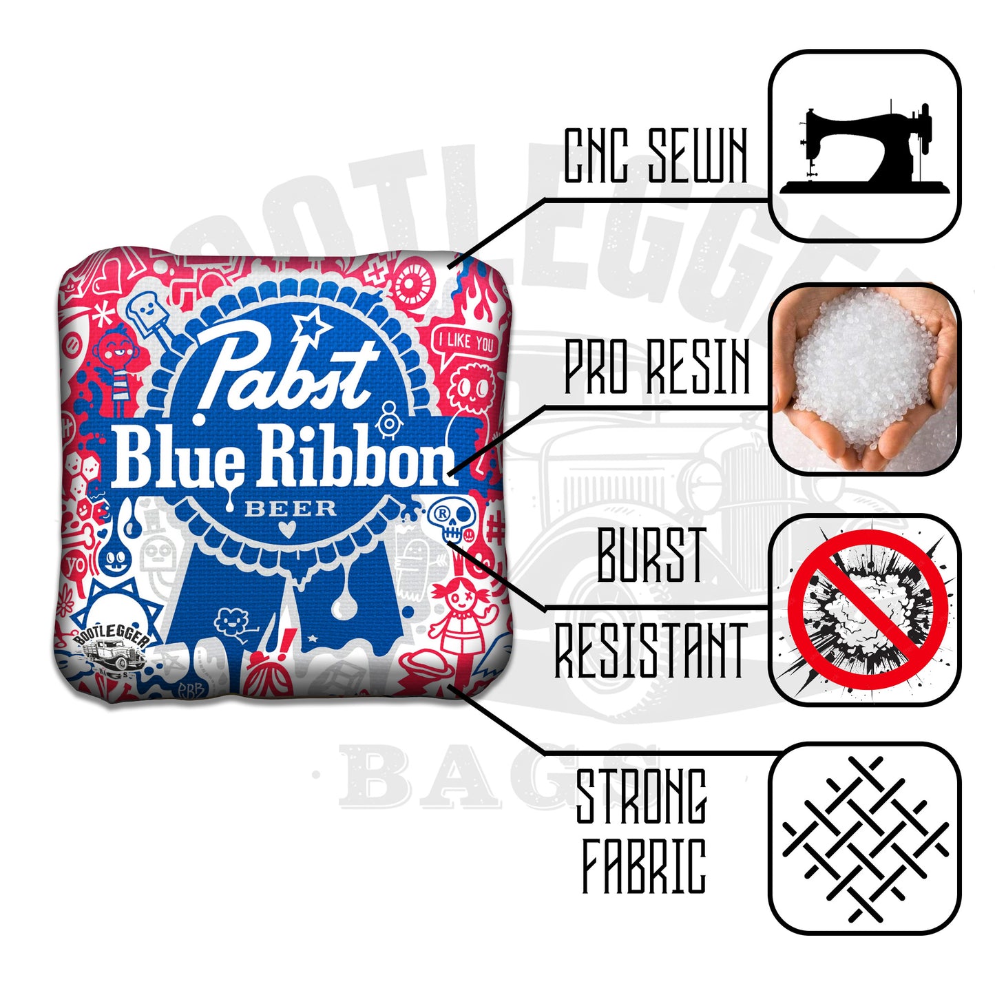 Pabst Blue Ribbon Fan Art Cornhole Bags