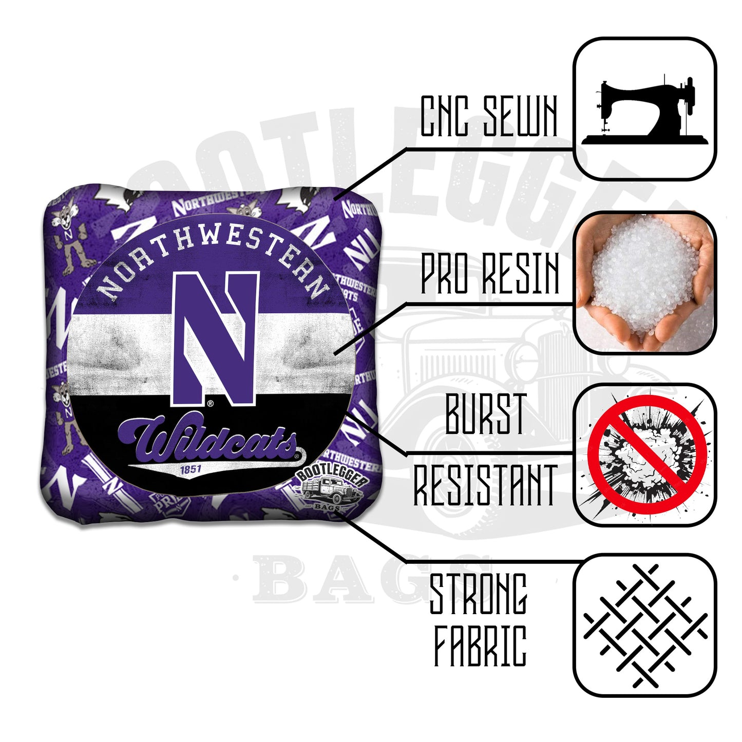 Northwestern Wildcats Cornhole Bags