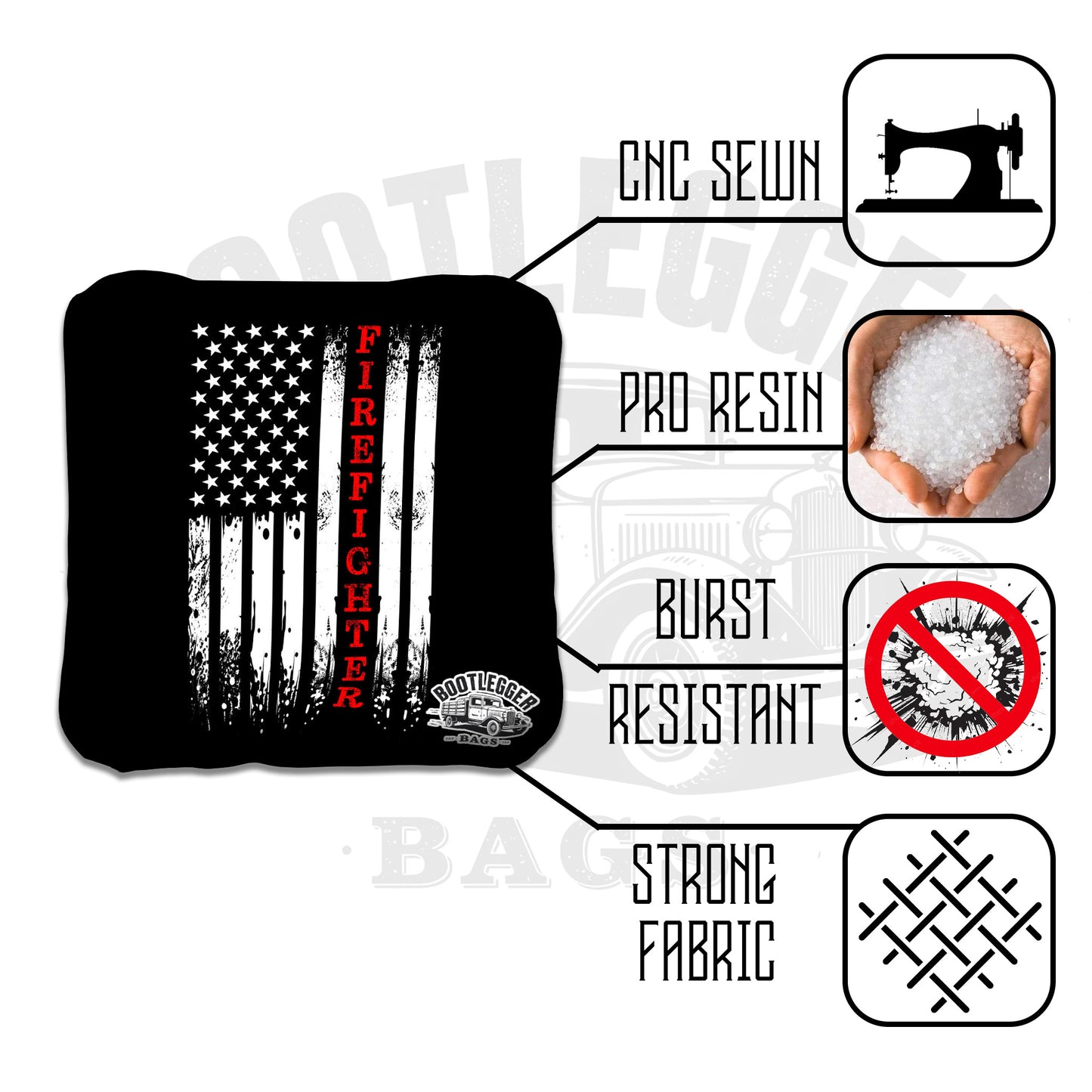 Thin Red Line Fire Fighter Cornhole Bags