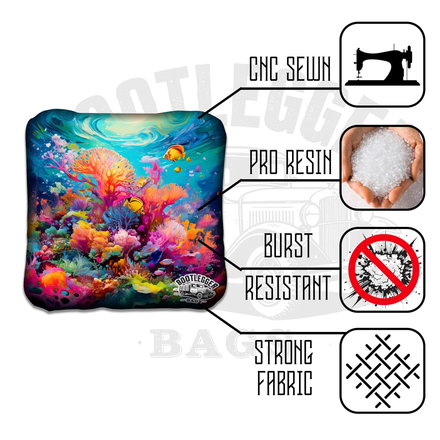 Bright Coral Reef Cornhole bags