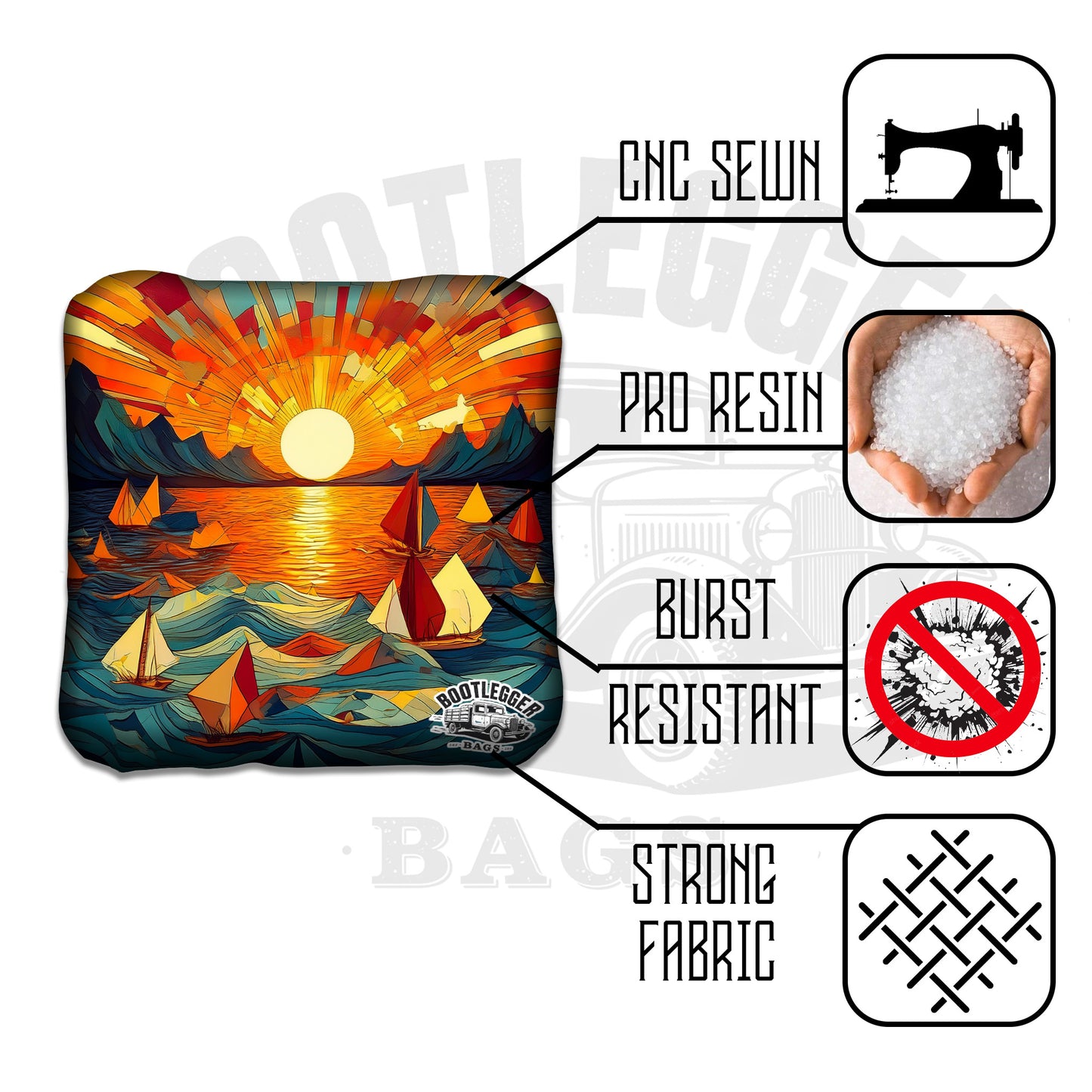 Tropical Ocean Sunsets Cornhole Bags