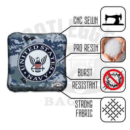 Navy Logo Camo Cornhole Bags