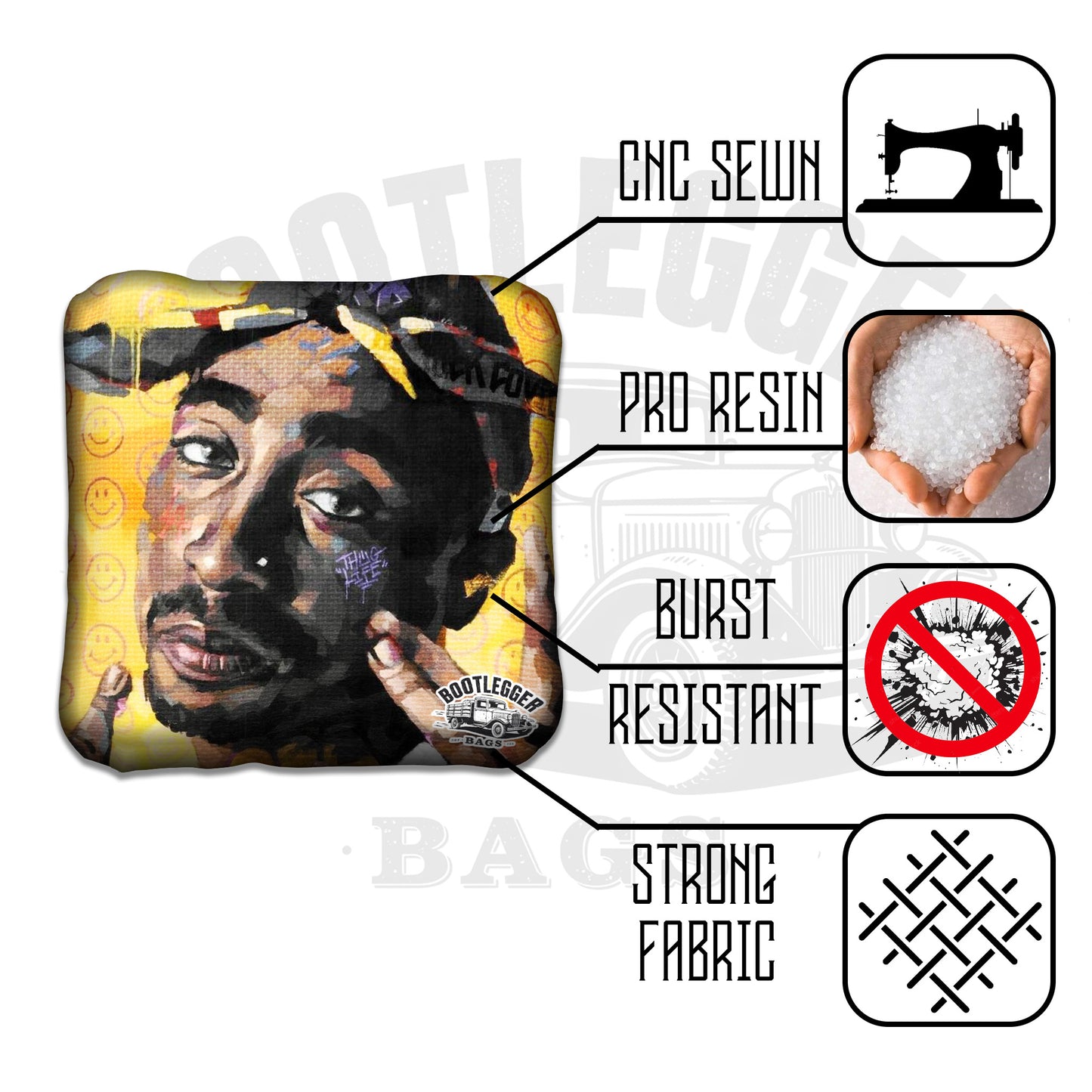 Tupac Fan Art Cornhole Bags