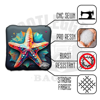 Starfish and Driftwood Tropical Watercolor Cornhole Bags