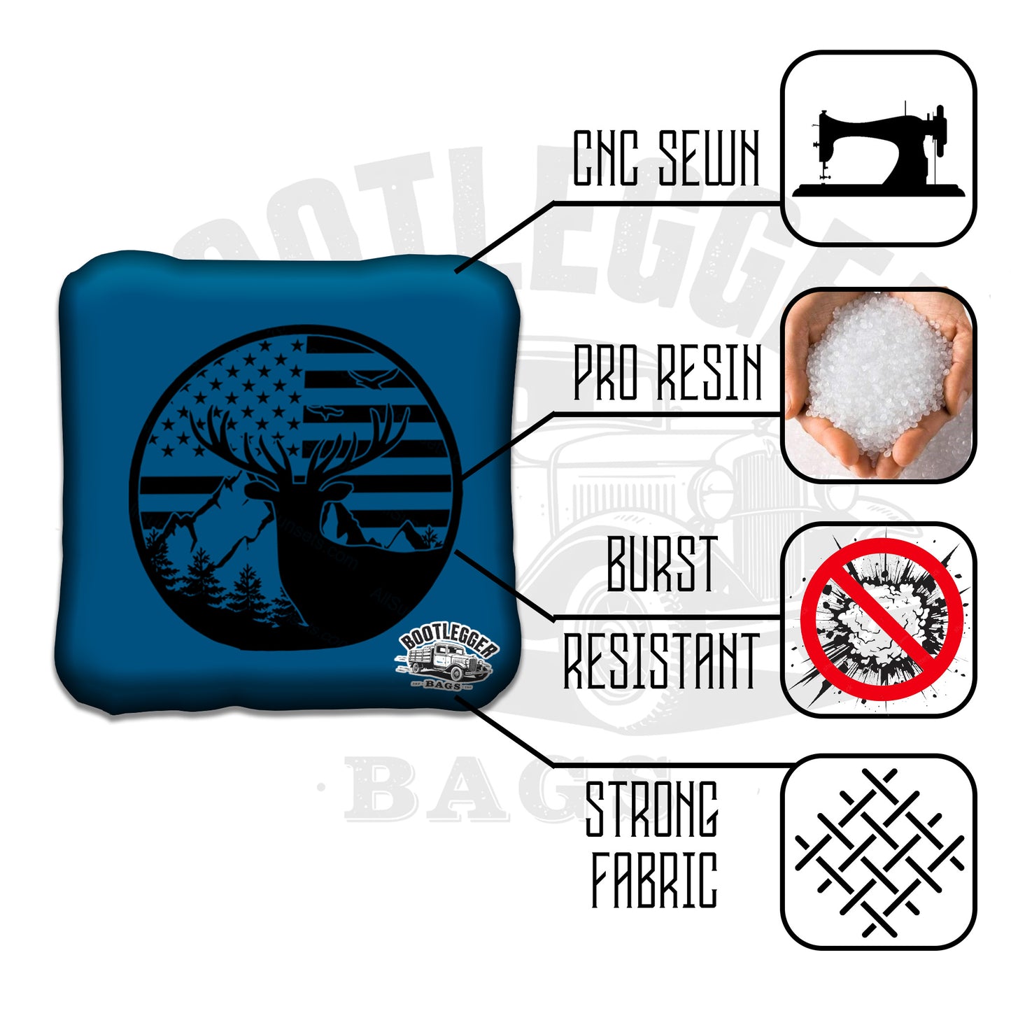 Red and Navy Deer Hunting Cornhole Bags