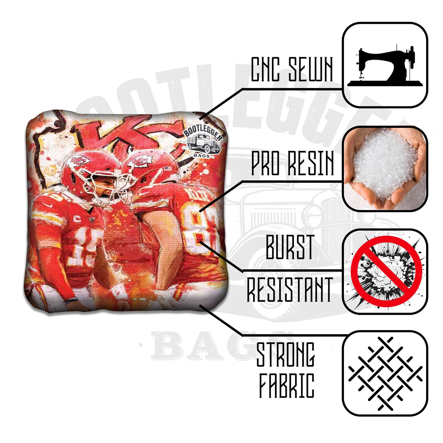 Kansas City Chiefs Fan Art Cornhole Bags