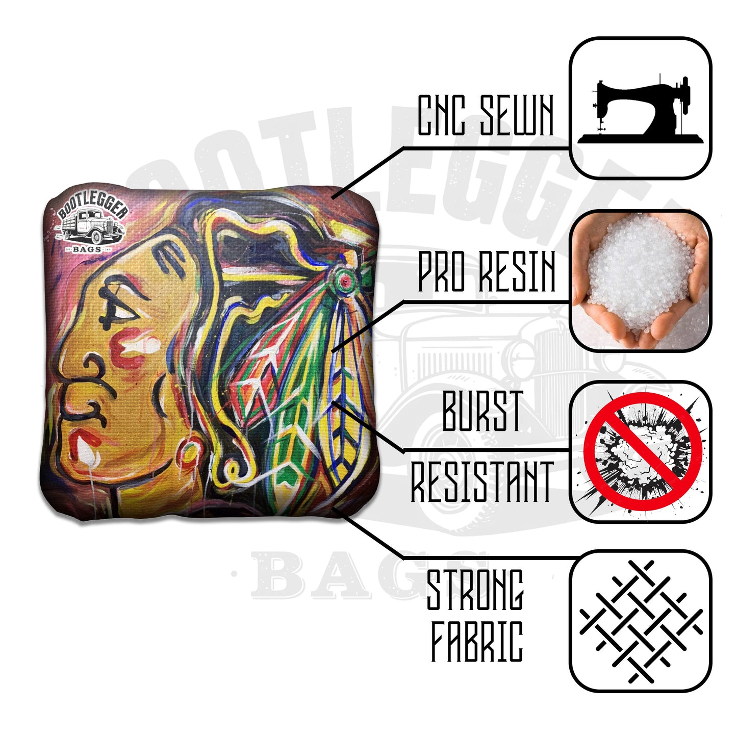 Chicago Blackhawks Fan Art Cornhole Bags