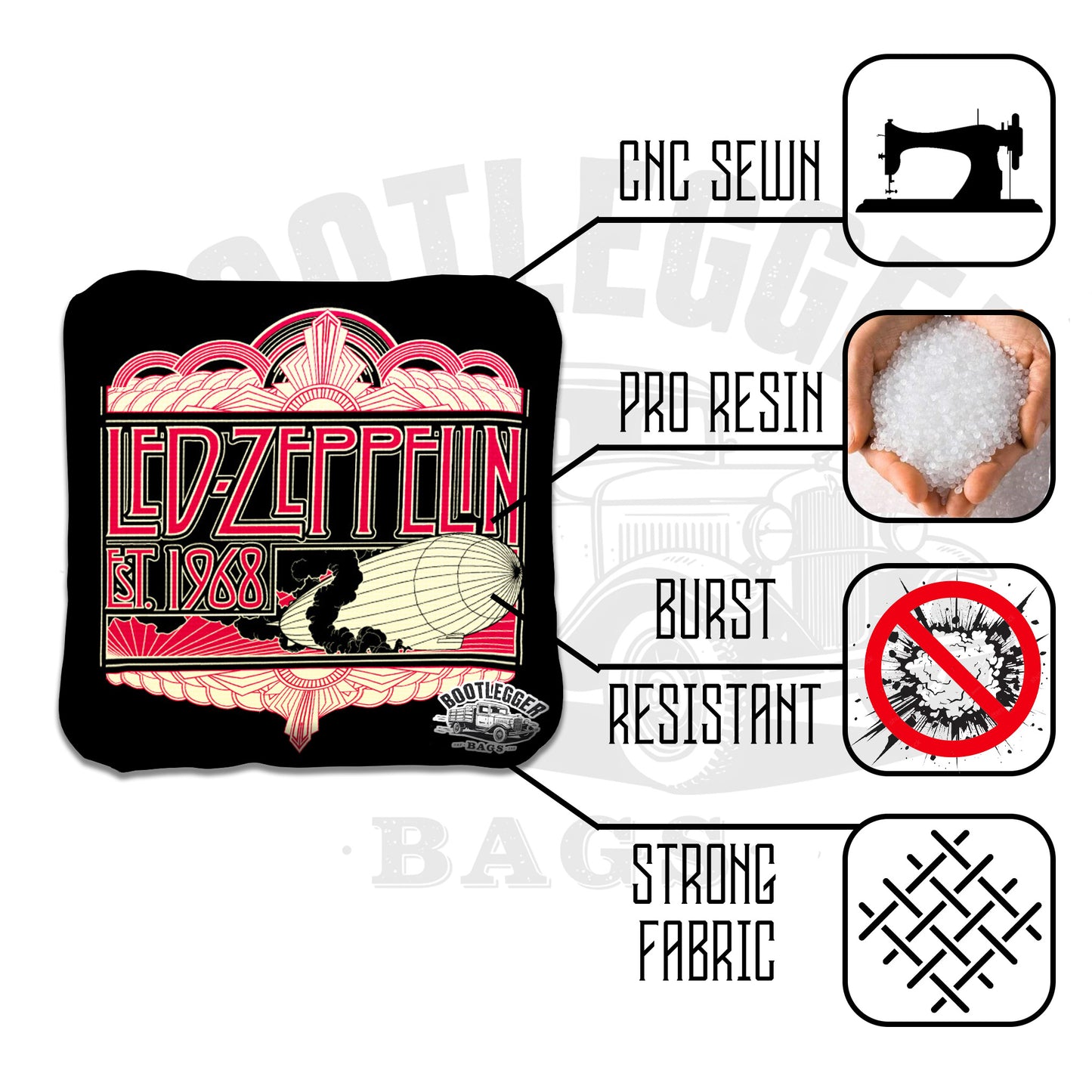 Led Zepplin Fan Art Cornhole Bags