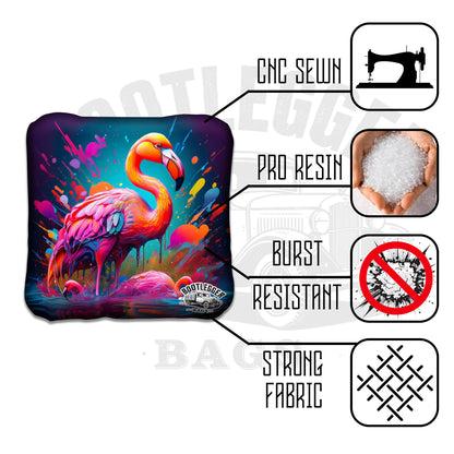 Parrot and Flamingo Watercolor Cornhole Bags