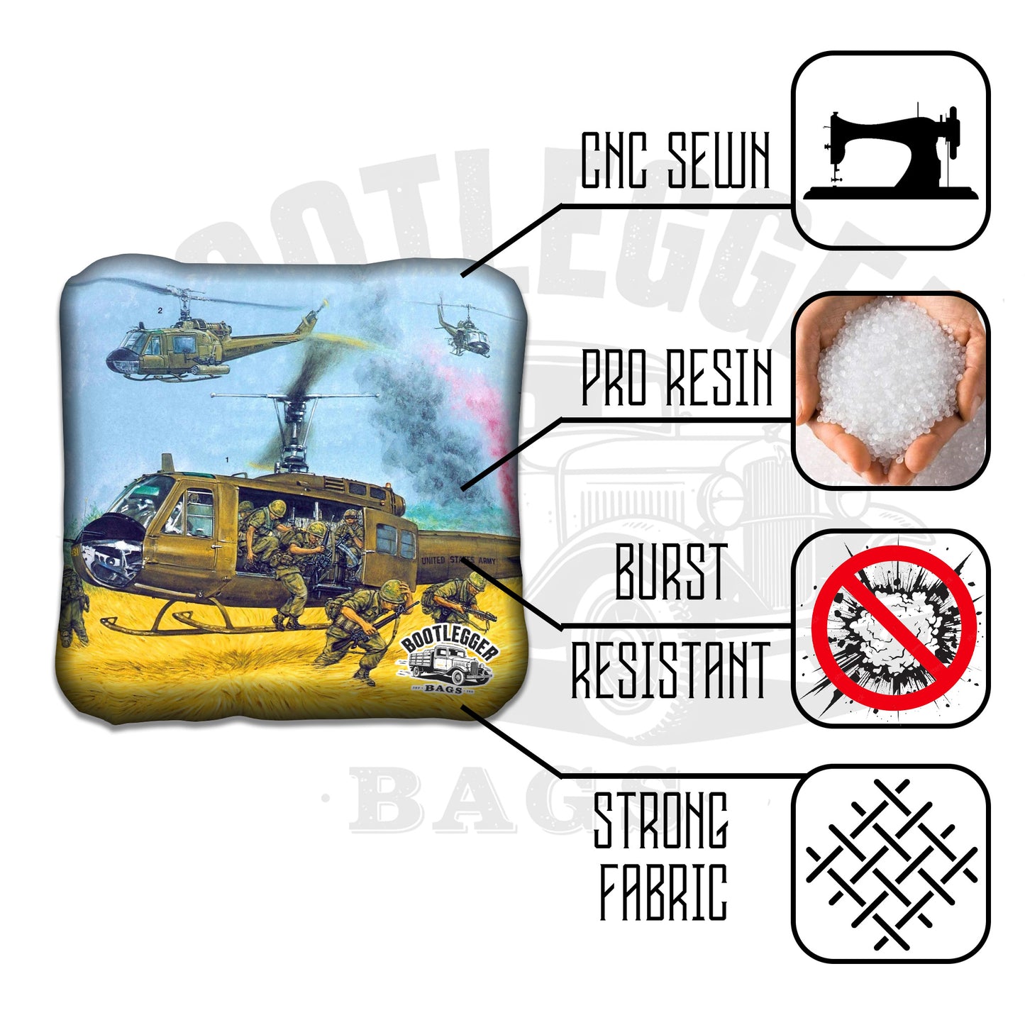 Helicopters Vietnam War Cornhole Bags