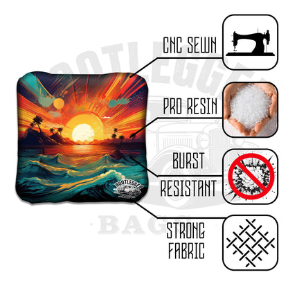 Sunsets in Paradise Tropical Cornhole Bags