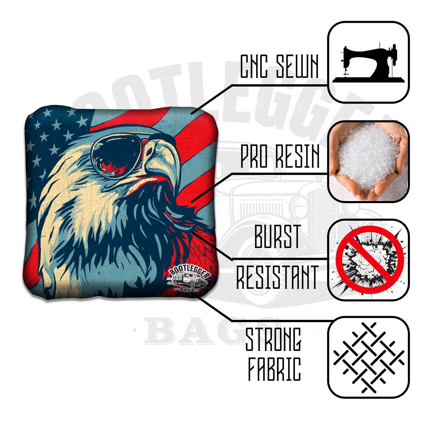 Retro Eagles on American Flags Cornhole Bags