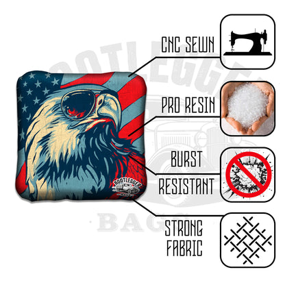 Retro Eagles on American Flags Cornhole Bags