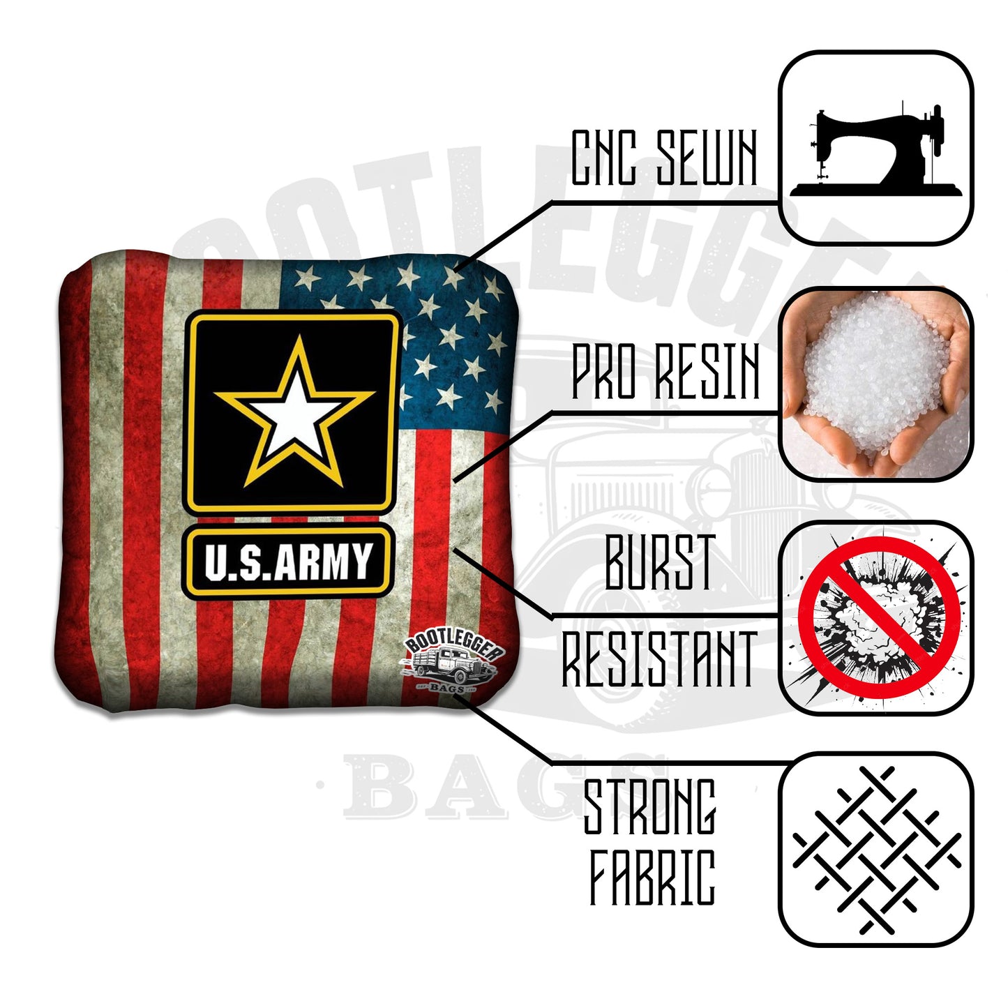 Army Flag and Soldier Sillouette Cornhole Bags