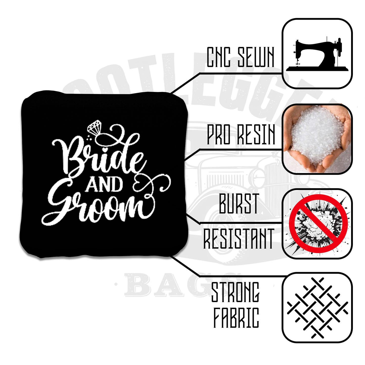 Bride and Groom Wedding Cornhole Bags