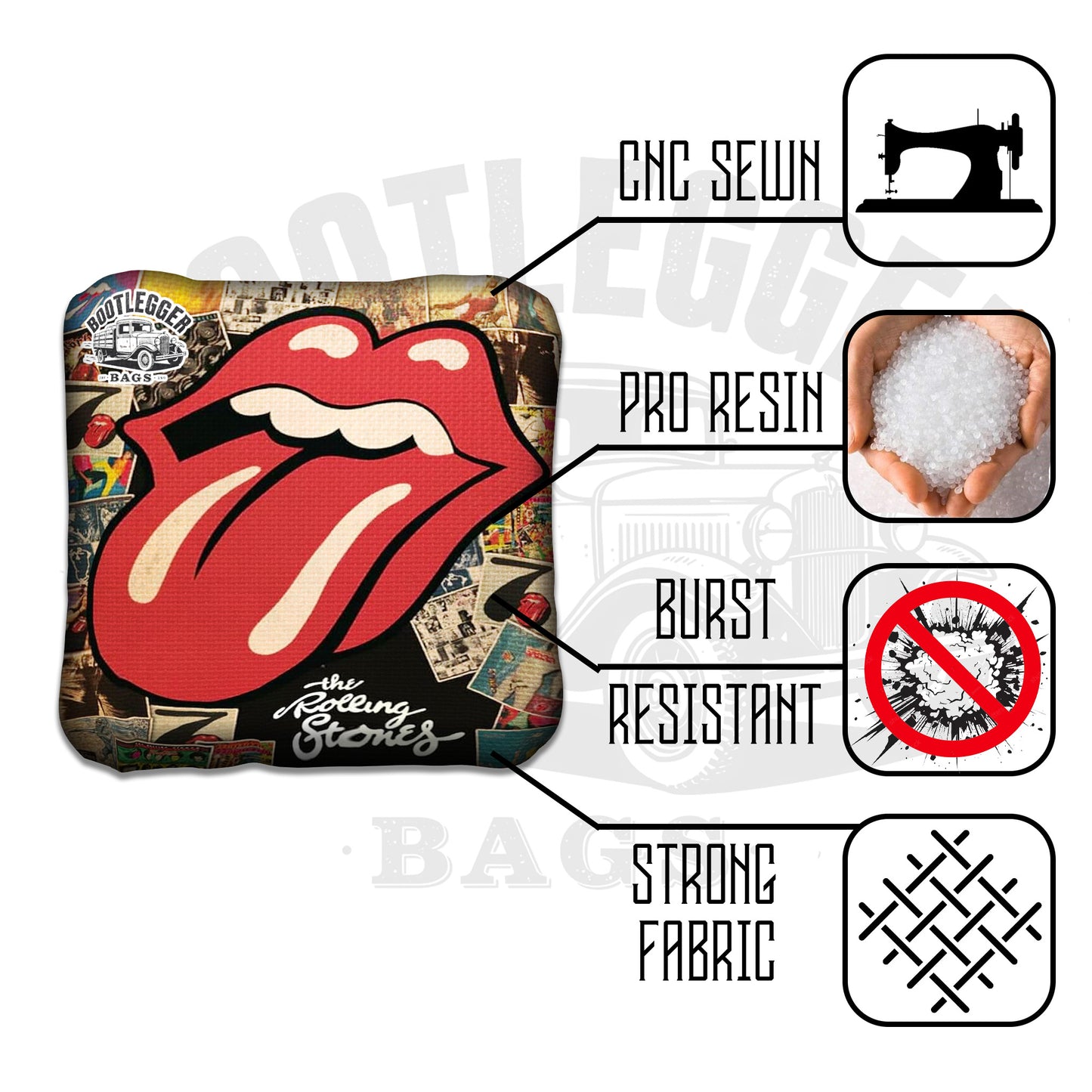 Rolling Stones Fan Art Cornhole Bags