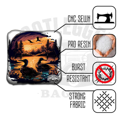 Duck Hunting American Flag Cornhole Bags