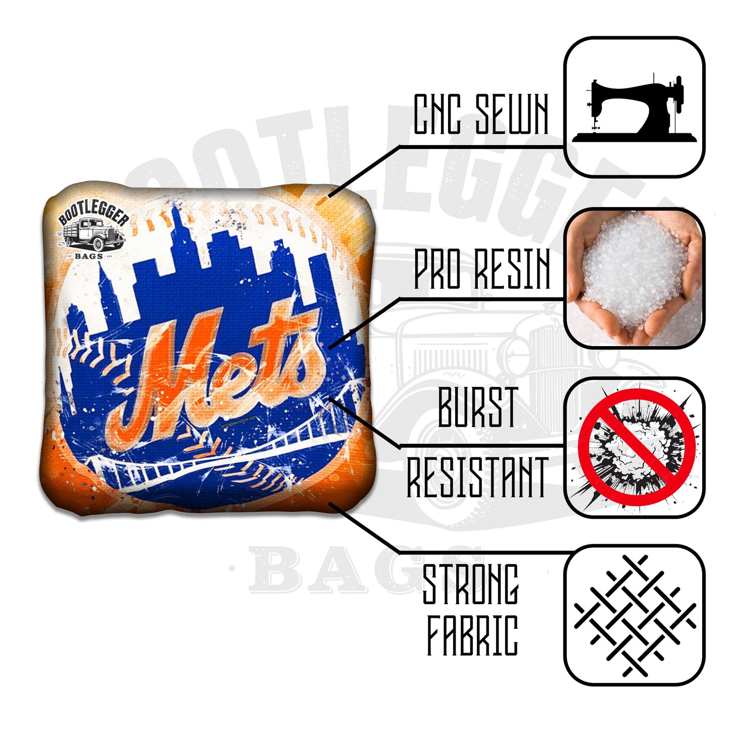 New York Mets Fan Art Cornhole Bags