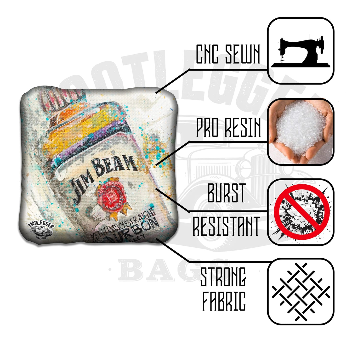 Jim Beam Fan Art Cornhole Bags